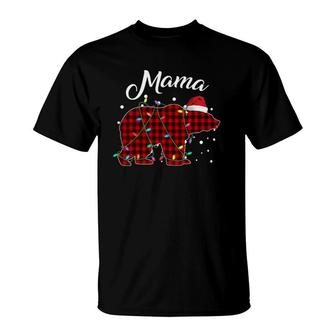 Red Plaid Mama Bear Matching Buffalo Pajama T-Shirt | Mazezy DE