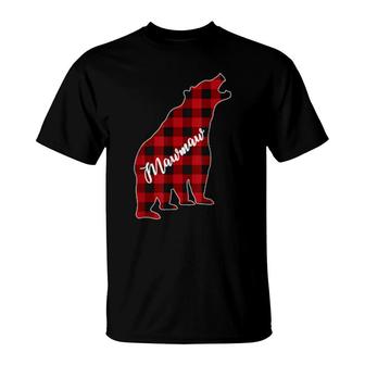 Red Plaid Mawmaw Bear Matching Pajama Family Buffalo T-Shirt | Mazezy