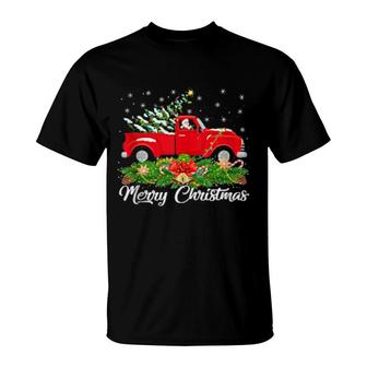 Red Truck Matching Santa Hat Red Truck Christmas T-Shirt | Mazezy