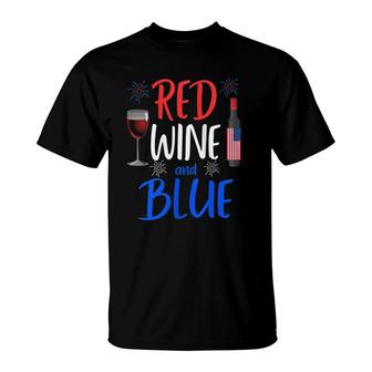 Red Wine And Blue Funny 4Th Of July Drinking Women T-Shirt | Mazezy
