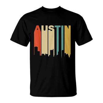Retro 1970's Style Austin Texas Skyline T-Shirt | Mazezy