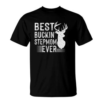 Retro Best Buckin Stepmom Ever Deer Hunters Mother's Day Gift T-Shirt | Mazezy