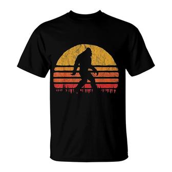 Retro Bigfoot Silhouette Sun Believe T-Shirt | Mazezy