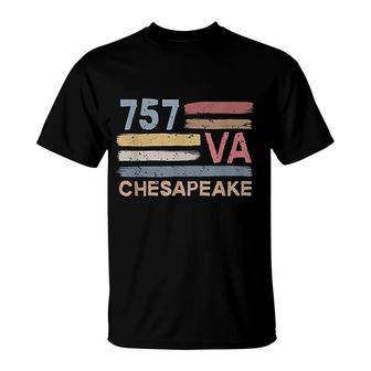 Retro Chesapeake Area Code 757 Residents State Virginia T-Shirt | Mazezy