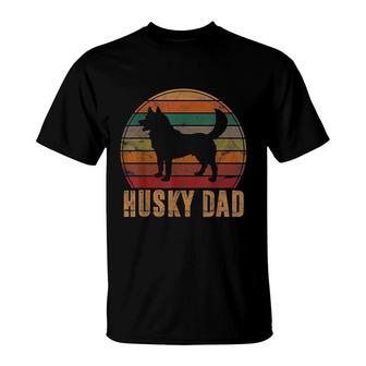Retro Husky Dad Dog Owner Pet Siberian Huskies Father T-shirt - Thegiftio