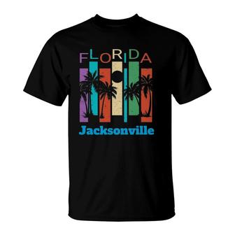 Retro Jacksonville Florida Palm Tree Souvenir T-Shirt | Mazezy