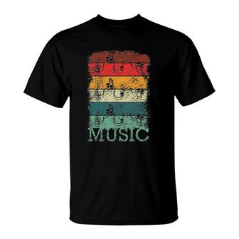 Retro Music Notes Of The 80S 90S Treble Clef Music T-Shirt | Mazezy