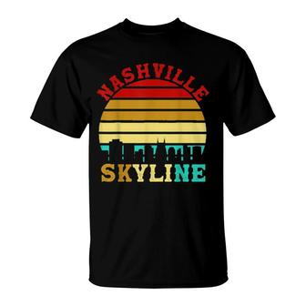 Retro Nashville Tennessee Vintage Skyline Home Country Music T-Shirt | Mazezy