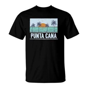 Retro Punta Cana Dominican Republic Tropical Sunset Beach Pullover T-Shirt | Mazezy