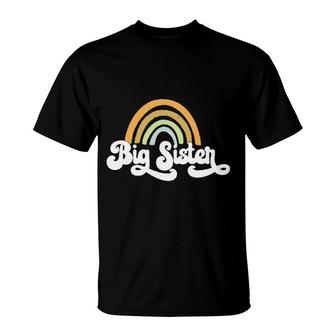 Retro Rainbow Big Sister Sibling Reveal Announcement T-shirt - Thegiftio UK