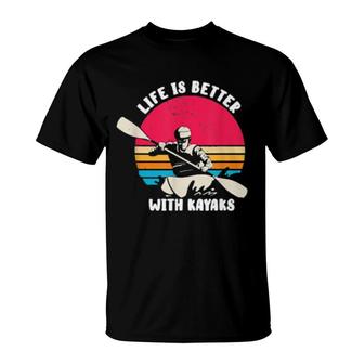 Retro Sunset Life Is Better With Kayak T-Shirt | Mazezy