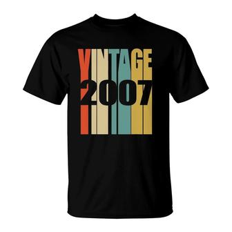 Retro Vintage 2007 14 Yrs Old Bday 14Th Birthday Tee T-Shirt | Mazezy