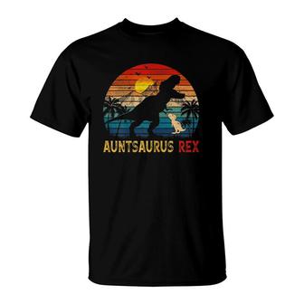 Retro Vintage Auntsaurus Rex Gifts Family Mother's Day T-Shirt | Mazezy