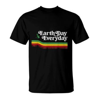 Retro Vintage Earth Day Everyday Rainbow Pine Tree Earth Day T-Shirt | Mazezy