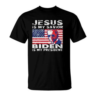 Retro Vintage Gift Jesus Is My Savior Biden Is My President T-Shirt
