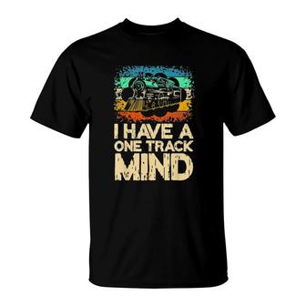 Retro Vintage I Have A One Track Mind Trains Tee T-Shirt | Mazezy
