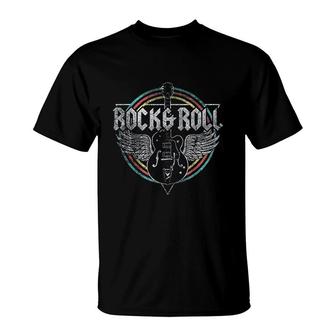 Rock And Roll Guitar Wings Music T-Shirt | Mazezy