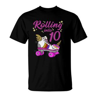 Rolling Into 10Th Birthday Unicorn Roller Skate Party T-Shirt | Mazezy