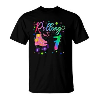 Rolling Into 7 Years Old Birthday Roller Skate T-Shirt | Mazezy DE