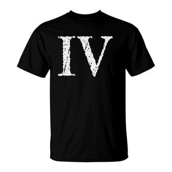 Roman Numeral 4 Iv Print Four T-Shirt | Mazezy