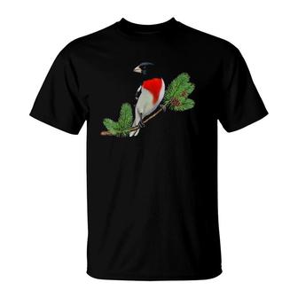 Rose-Breasted Grosbeak On Branch Birder & Bird Lover Gift T-Shirt | Mazezy