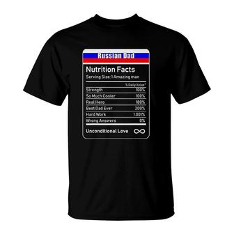 Russian Dad Nutrition Facts Fathers Day Gift T-Shirt | Mazezy