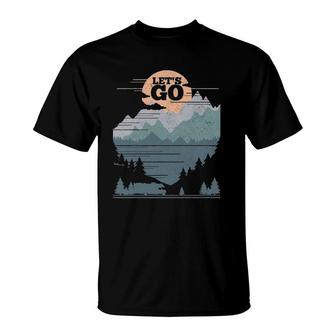 Rv Let's Go Road Trip Camping Vintage Camper Gift T-Shirt | Mazezy