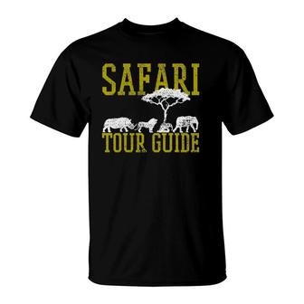 Safari Tour Guide Africa Rhino Lion Elephant Kenya Tanzania T-Shirt | Mazezy