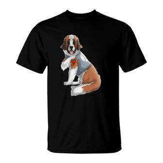 Saint Bernard I Love Mom Tattoo Dog Funny Mother's Day T-Shirt | Mazezy UK