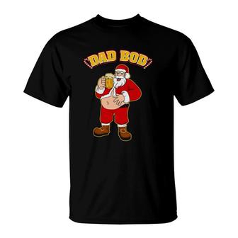 Santa Belly Dad Bod Funny Christmas Beer Belly T-Shirt | Mazezy