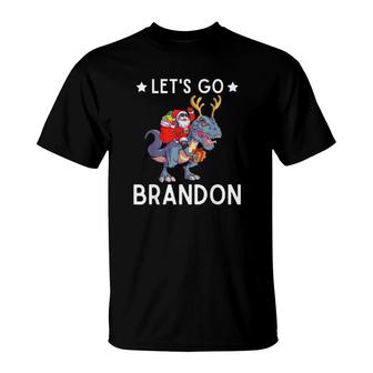 Santa Claus Riding Dinosaurs Let’S Go Brandon Christmas 2021 Sweat T-Shirt | Mazezy