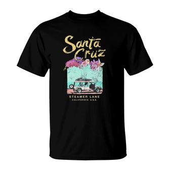 Santa Cruz California Surf Van Vintage Surfing T-Shirt | Mazezy