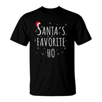Santa's Favorite Ho Funny Christmas Men Women Holidays Gift Raglan Baseball Tee T-Shirt | Mazezy