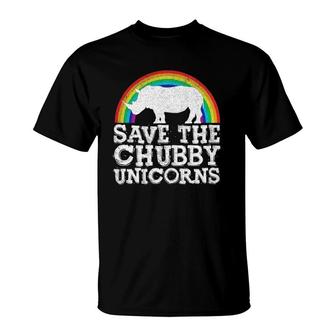 Save The Chubby Unicorns Rainbow Rhino Rhinoceros T-Shirt | Mazezy