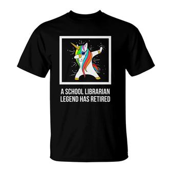School Librarian Unicorn Dab Retirement Novelty Gift T-Shirt | Mazezy