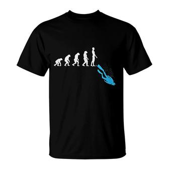 Scuba Diving Diver Funny Human Evolution T-Shirt | Mazezy