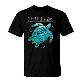 Sea Turtle Lovers Hawaiian Honu Wisdom Slow Down And Breathe T-Shirt | Mazezy