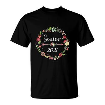 Senior 2021 Floral Class Of 2021 Senior T-Shirt | Mazezy