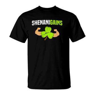 Shenanigains St Patrick's Day Workout Gym Gains Lift T-Shirt | Mazezy CA
