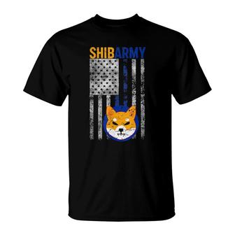 Shiba Army, Shiba Inu Coin With Us American Flag T-Shirt | Mazezy