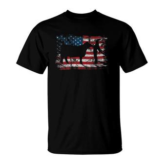 Showgirl Cattle American Patriotic Usa Flag Fun Cattle Show T-Shirt | Mazezy