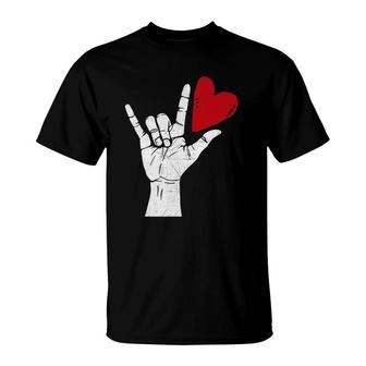 Sign Language I Love You Sign Valentine's Day T-Shirt | Mazezy