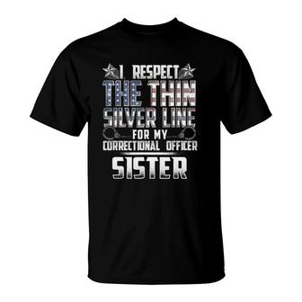 Sister Thin Silver Line Correctional Officer T-Shirt | Mazezy