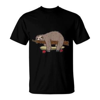 Skateboarding Sloth T-Shirt | Mazezy