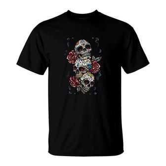 Skulls And Roses Day Of The Dead T-Shirt | Mazezy DE