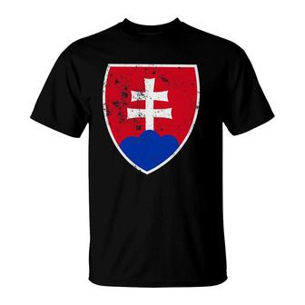 Slovakia Flag Crest Slovakian Retro T-Shirt | Mazezy