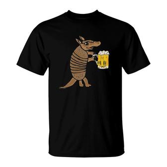 Smilemoretees Funny Armadillo Drinking Beer T-Shirt | Mazezy