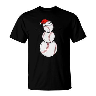 Snowman Baseball Christmas T-Shirt | Mazezy