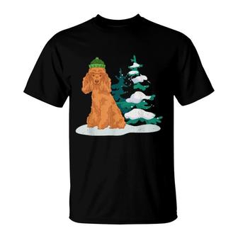 Snowy Dog Cute Pet Animal Dog Owner Winter Poodle T-Shirt | Mazezy