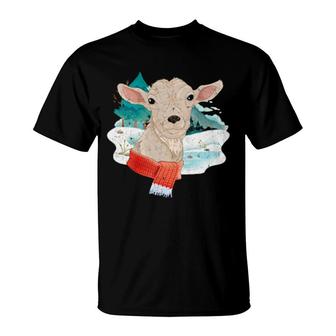 Snowy Farm Animal Winter Goat Farmer Cute Goat T-Shirt | Mazezy